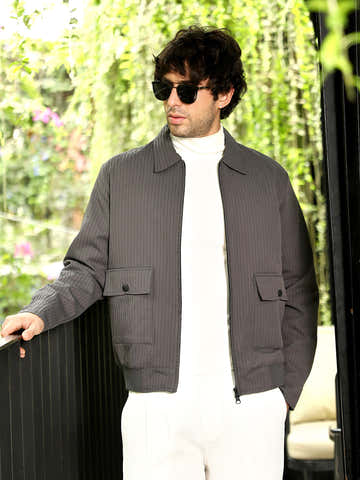Zip-Front Lined-Tactile Jacket