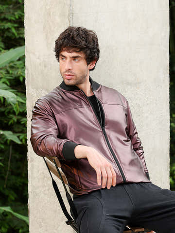 Patent-Panel Bomber Jacket