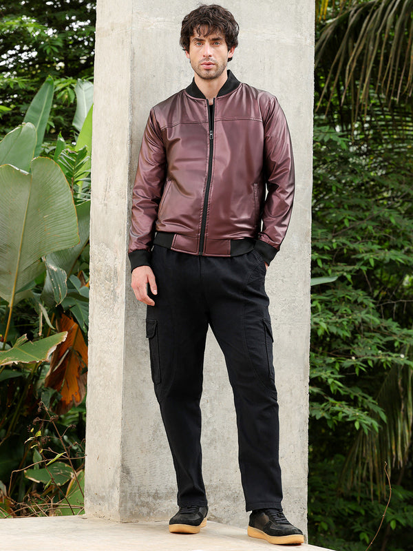 Patent-Panel Bomber Jacket