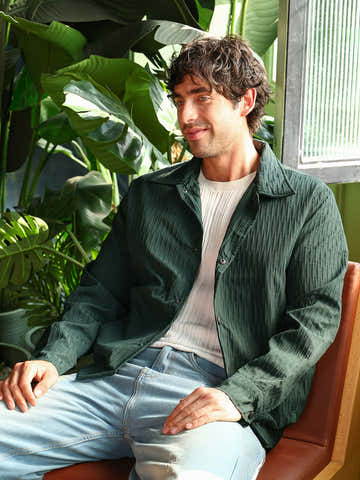 Crease-Tactile Bomber Jacket