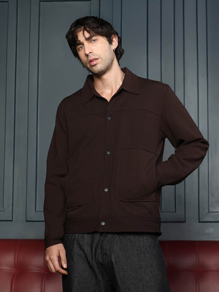 Crease-Tactile Panelled Jacket