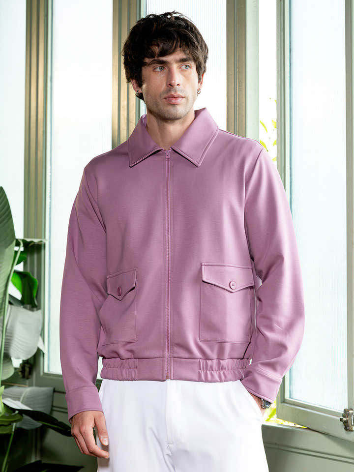 Zip-Front Knit Jacket
