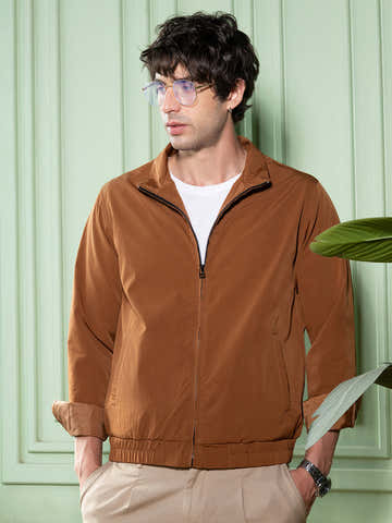 Solid-Textured Bomber Jacket