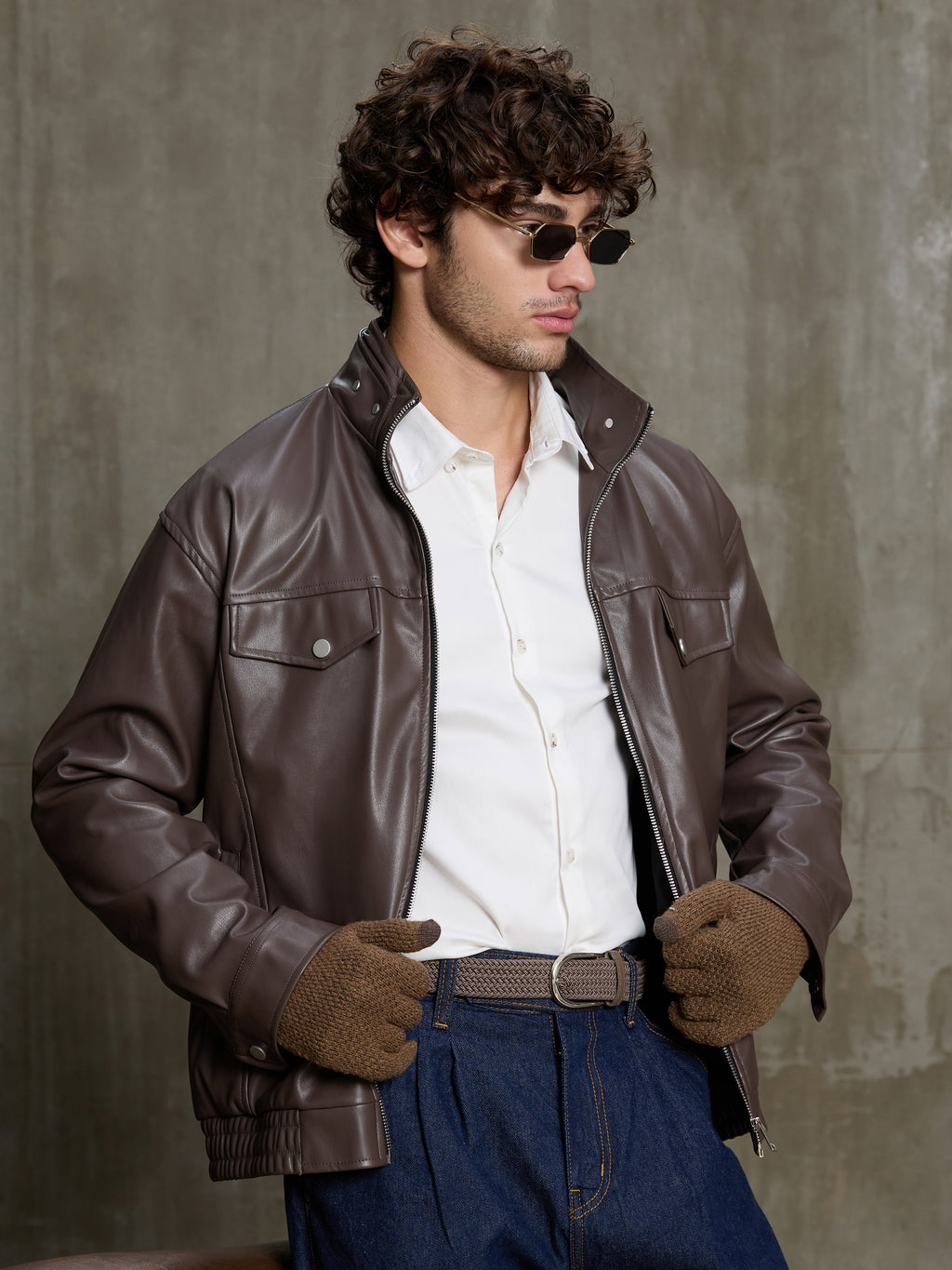 Cahoot Men's Dark Brown Harrington Faux Leather Lined Jacket - view 9