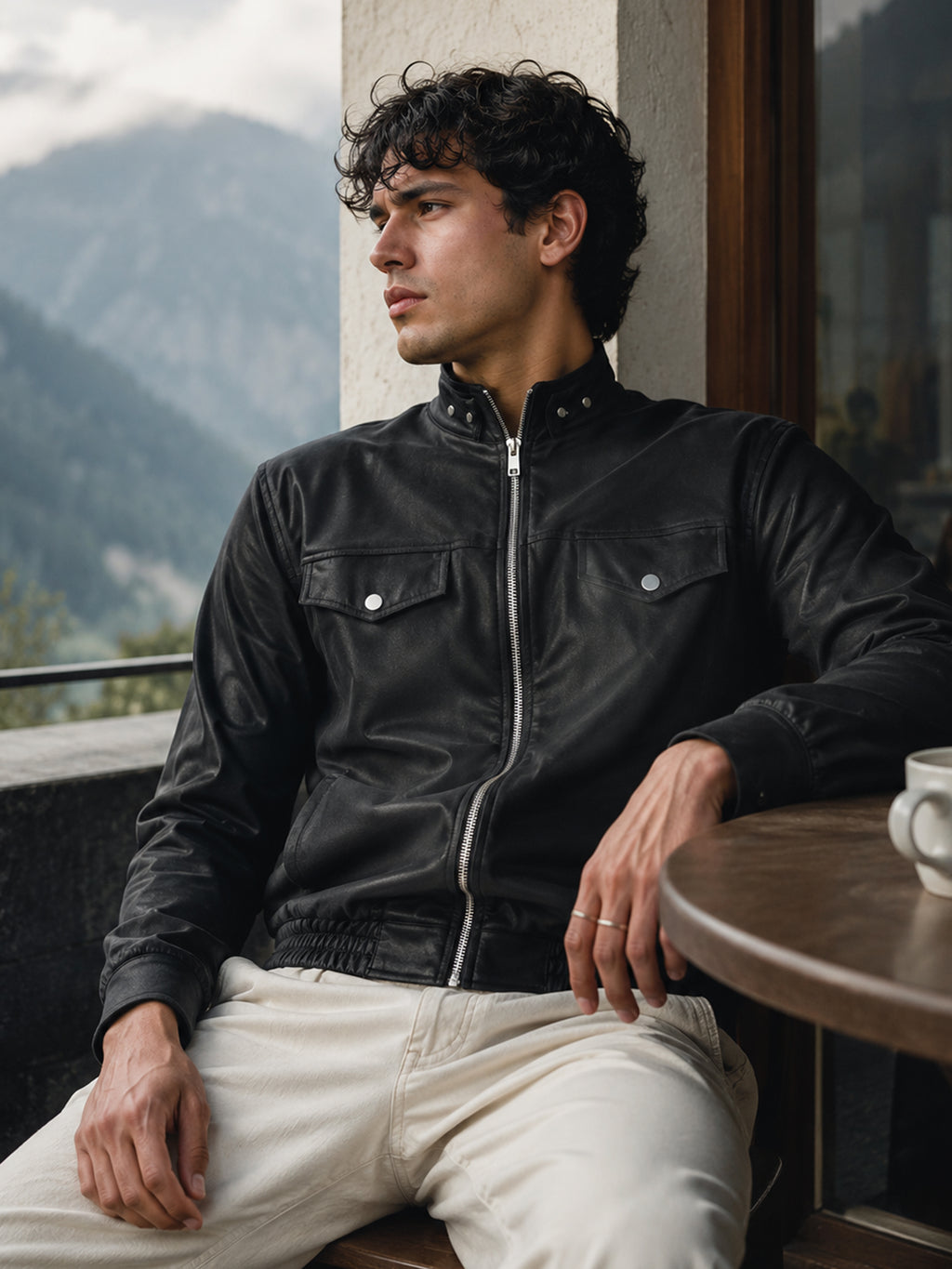 Cahoot Men's Black Faux Leather Lined Biker Jacket - view 1