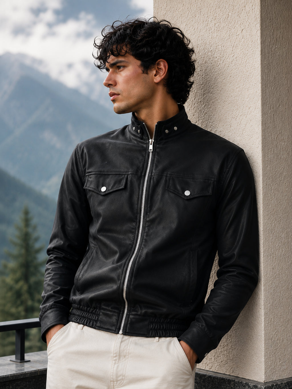 Cahoot Men's Black Faux Leather Lined Biker Jacket - view 2