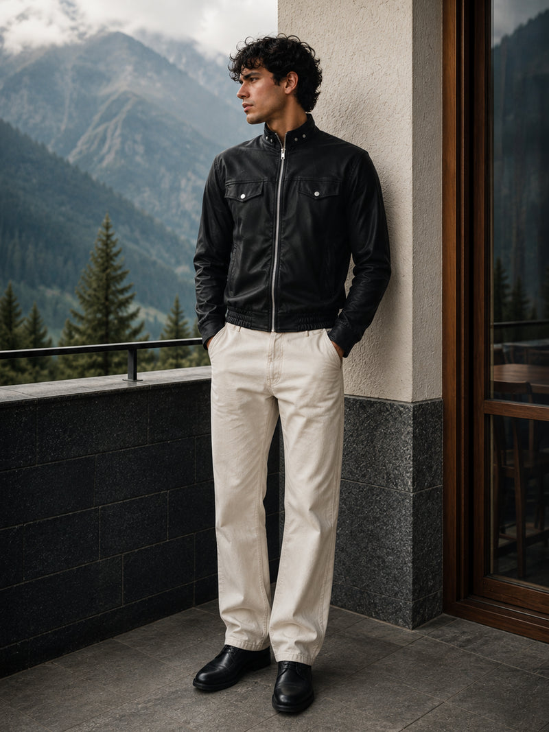 Cahoot Men's Black Faux Leather Lined Biker Jacket - view 5