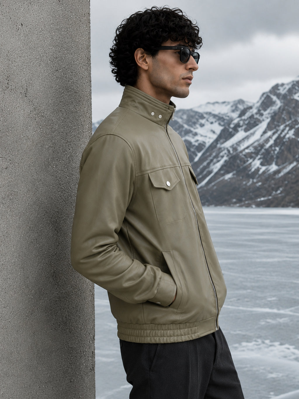 Cahoot Men's Olive Faux Leather Lined Biker Jacket - view 2