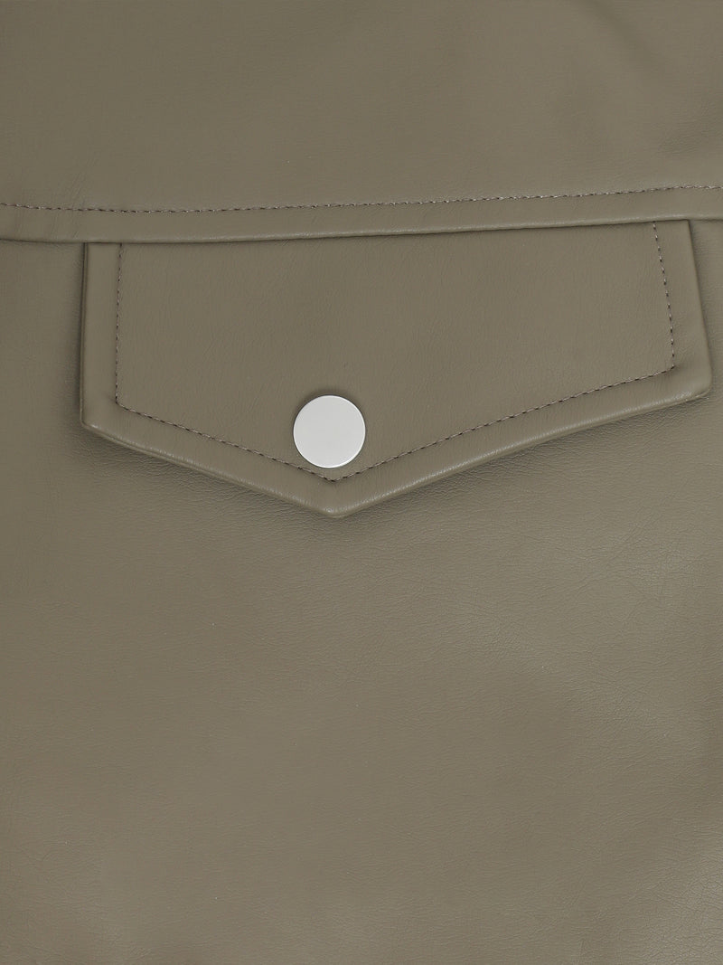 Cahoot Men's Olive Faux Leather Lined Biker Jacket - view 9