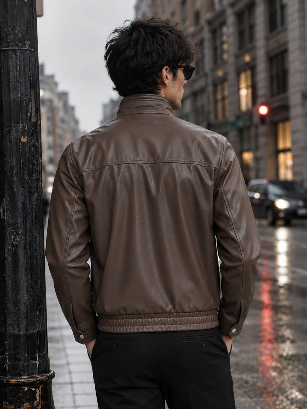 Cahoot Men's Brown Faux Leather Lined Biker Jacket - view 3
