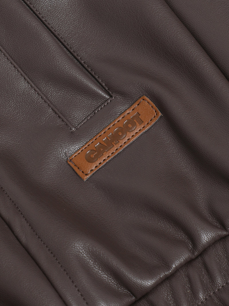 Cahoot Men's Brown Faux Leather Lined Biker Jacket - view 8