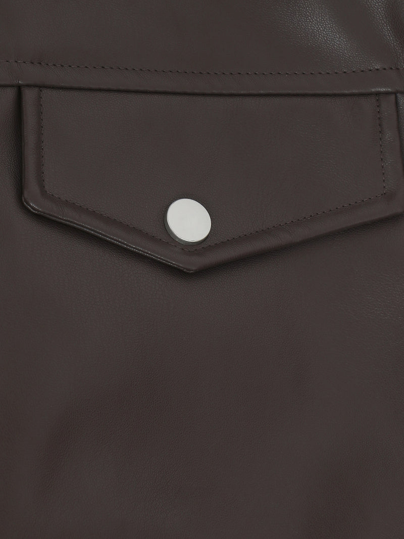 Cahoot Men's Brown Faux Leather Lined Biker Jacket - view 9