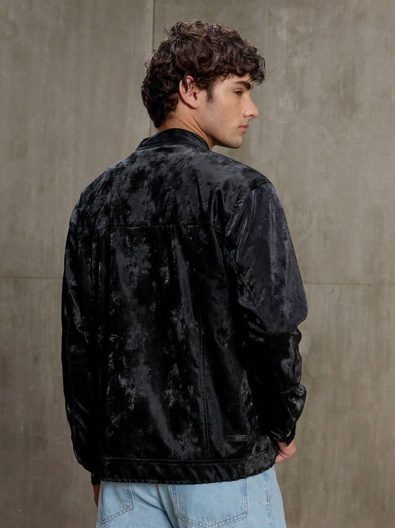 Cahoot Men's Black Velvet Finish Lined Biker Jacket - view 4
