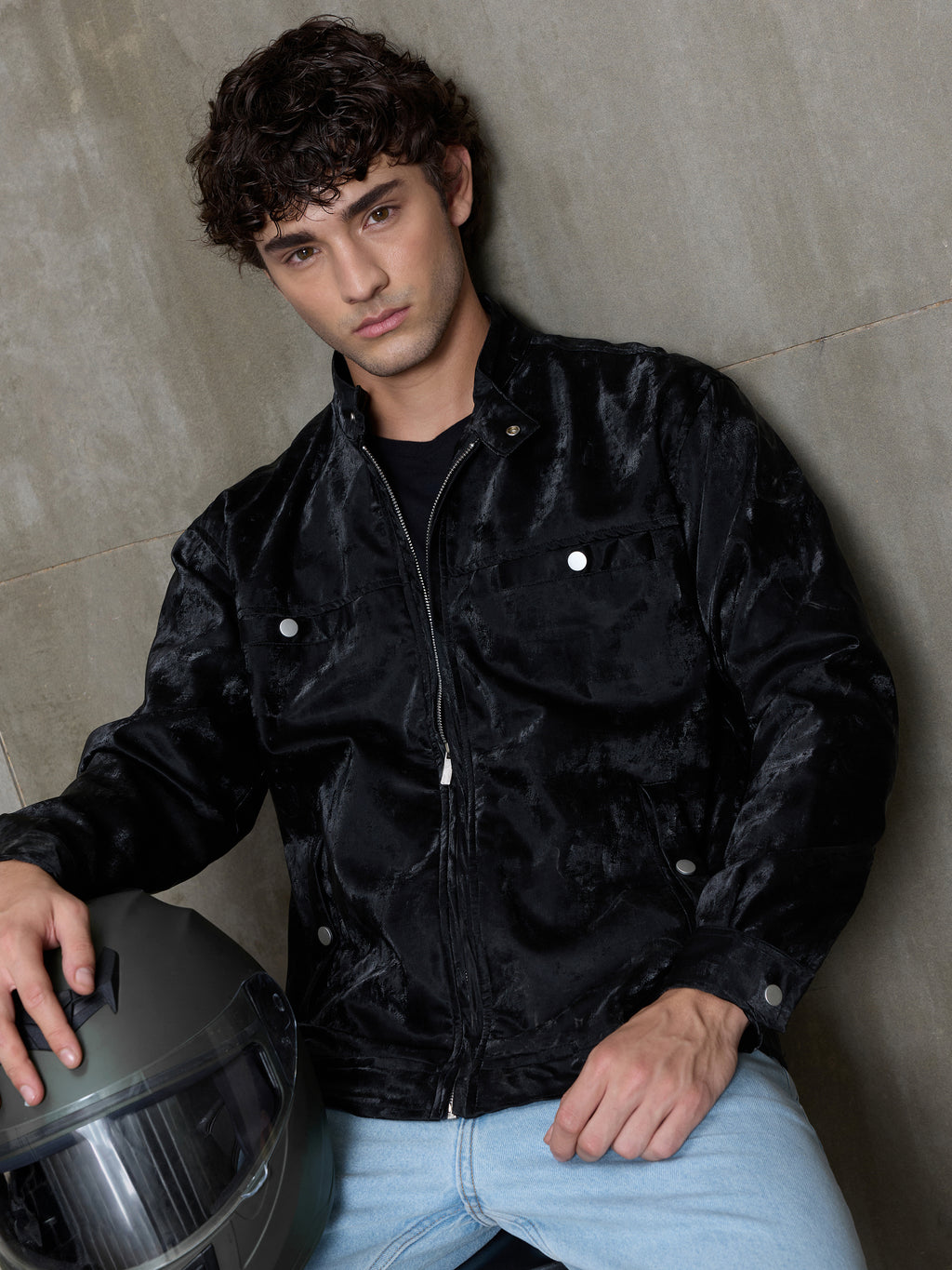 Cahoot Men's Black Velvet Finish Lined Biker Jacket - view 6