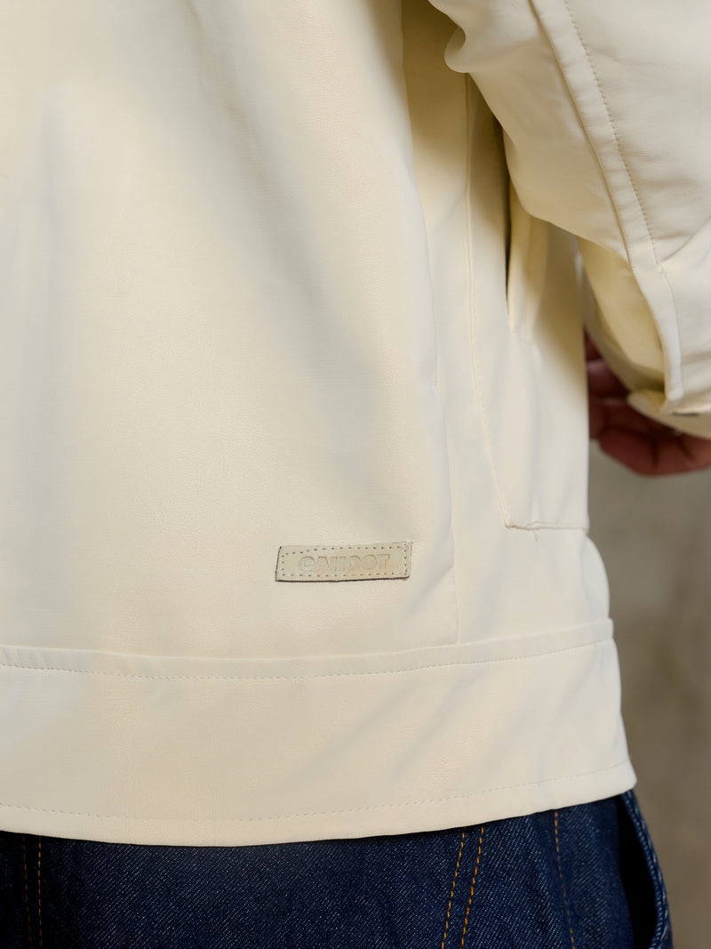 Cahoot Men's Cream Faux Leather Lined Coach Jacket - view 10