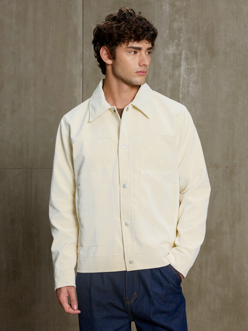 Cahoot Men's Cream Faux Leather Lined Coach Jacket - view 2