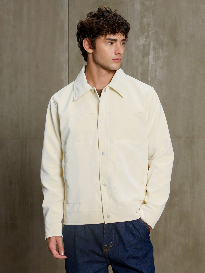 Cahoot Men's Cream Faux Leather Lined Coach Jacket - view 2