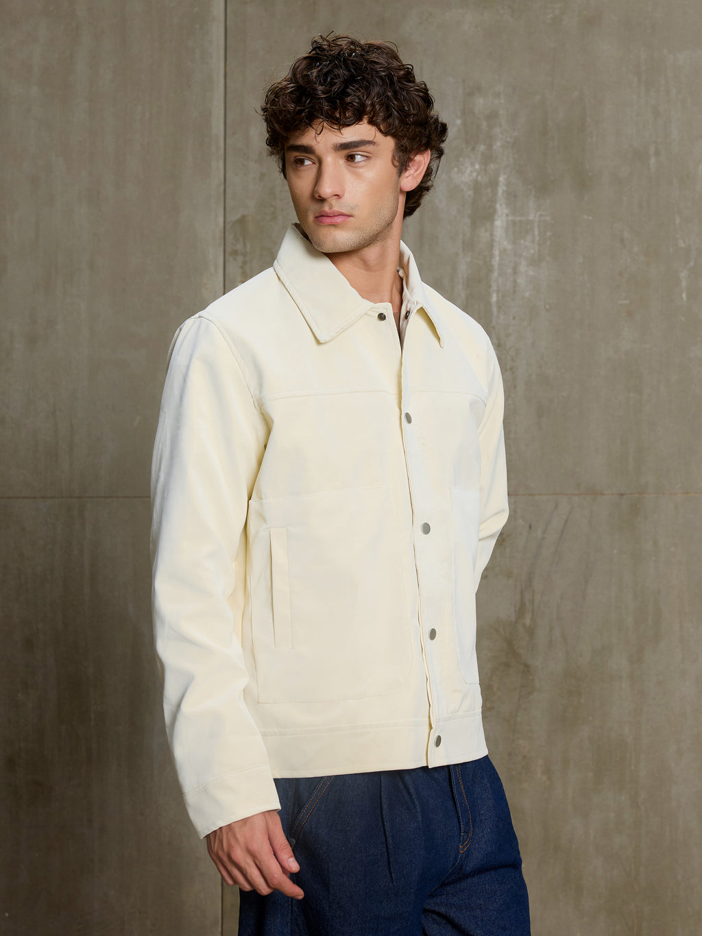 Cahoot Men's Cream Faux Leather Lined Coach Jacket - view 3