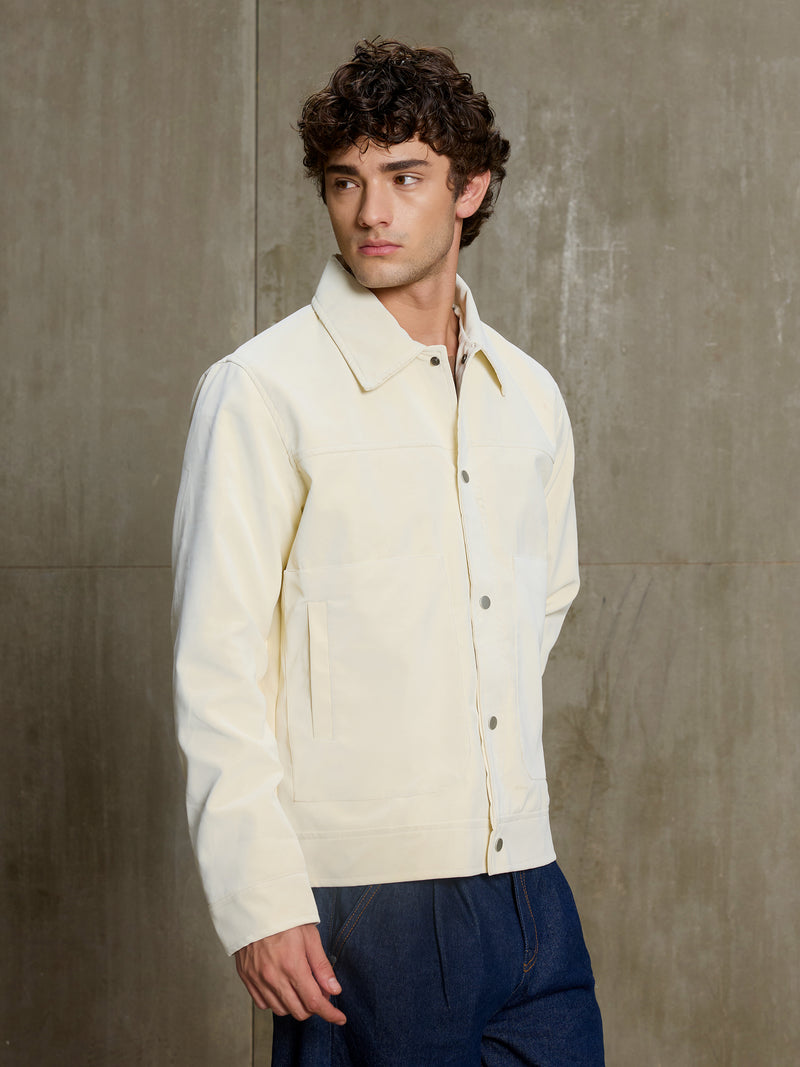 Cahoot Men's Cream Faux Leather Lined Coach Jacket - view 3