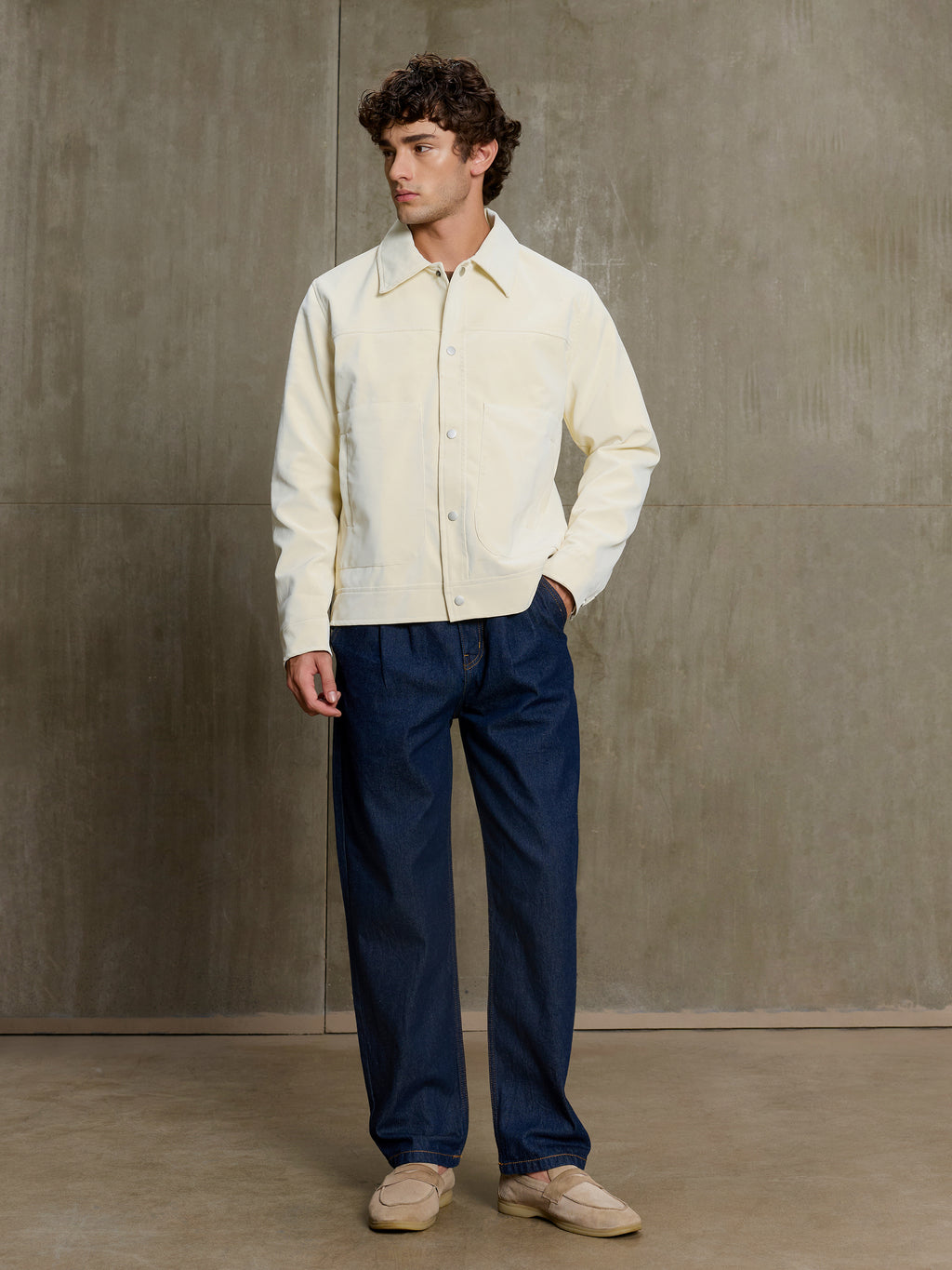 Cahoot Men's Cream Faux Leather Lined Coach Jacket - view 5