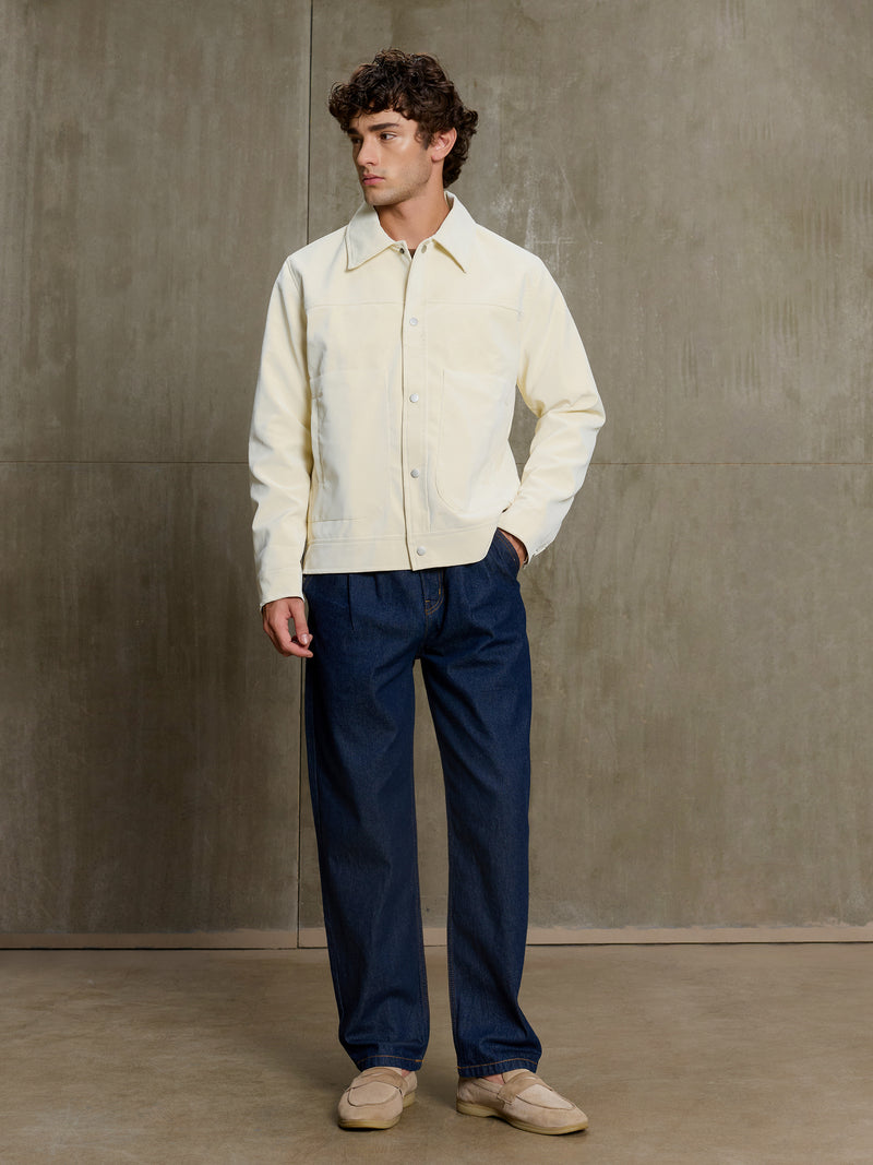 Cahoot Men's Cream Faux Leather Lined Coach Jacket - view 5