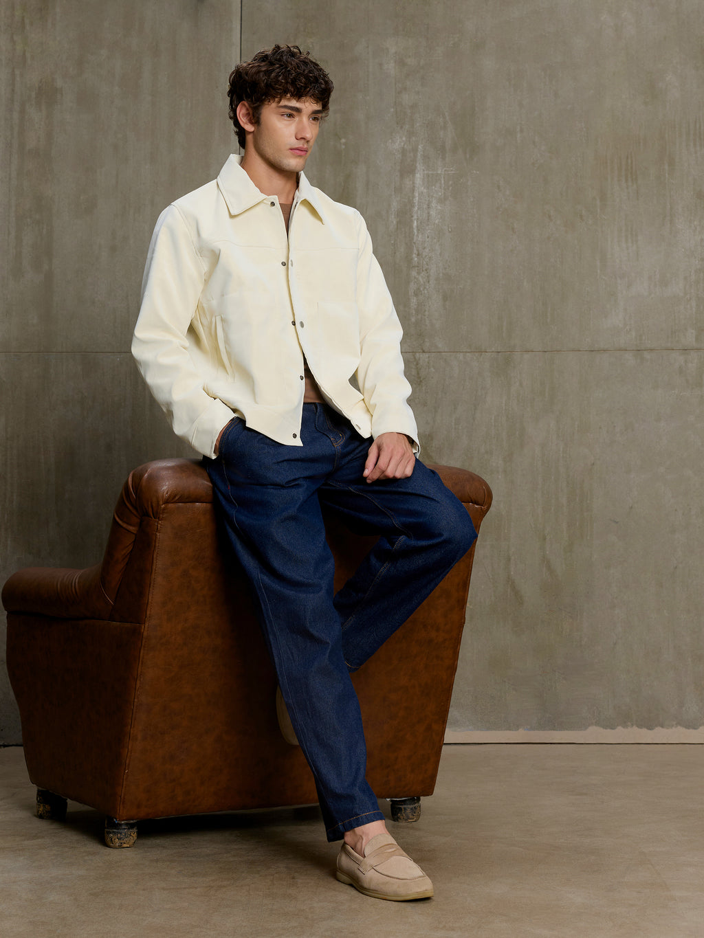 Cahoot Men's Cream Faux Leather Lined Coach Jacket - view 6