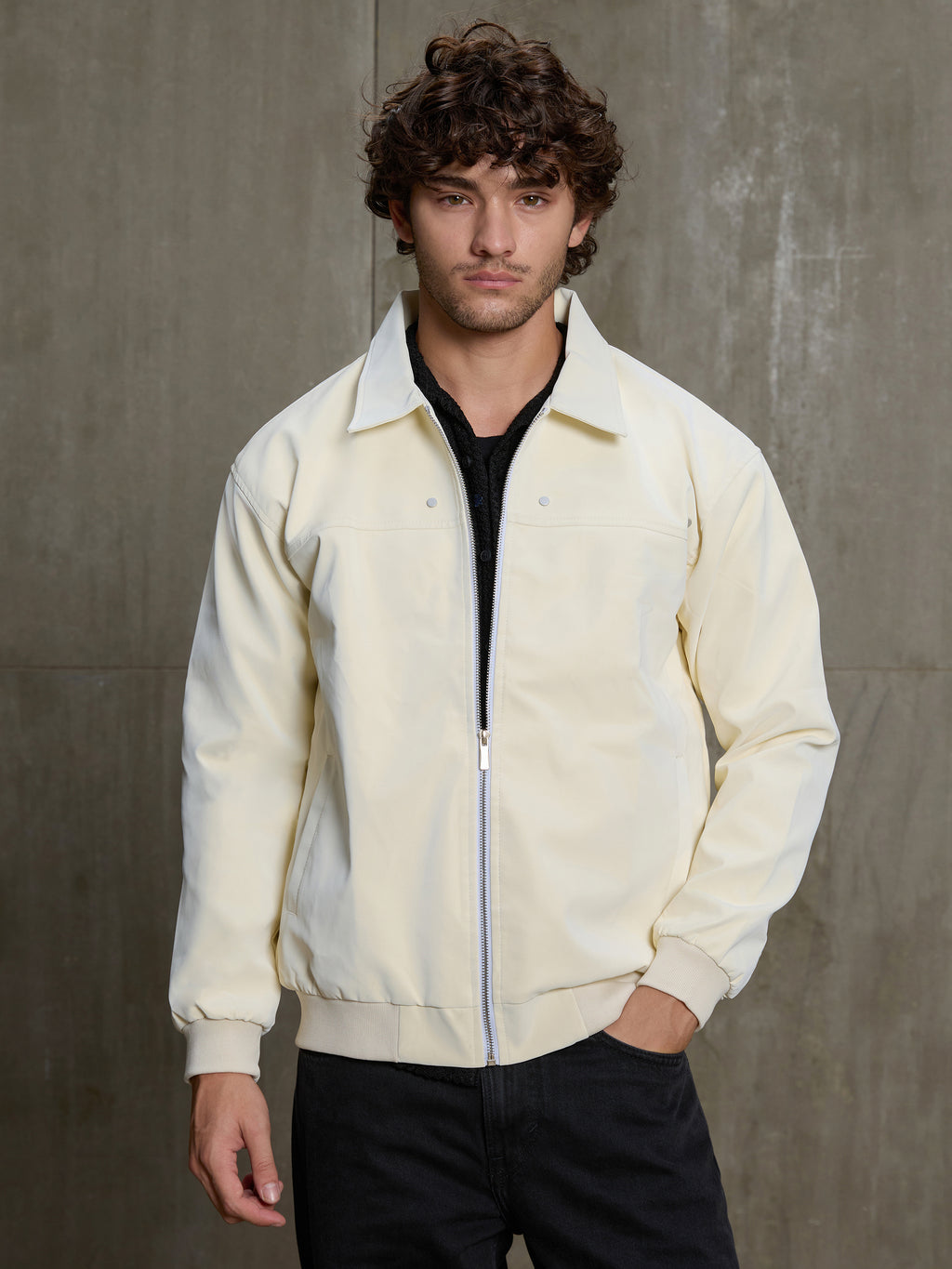 Cahoot Men's Off-White Faux Leather Bomber Jacket - view 2