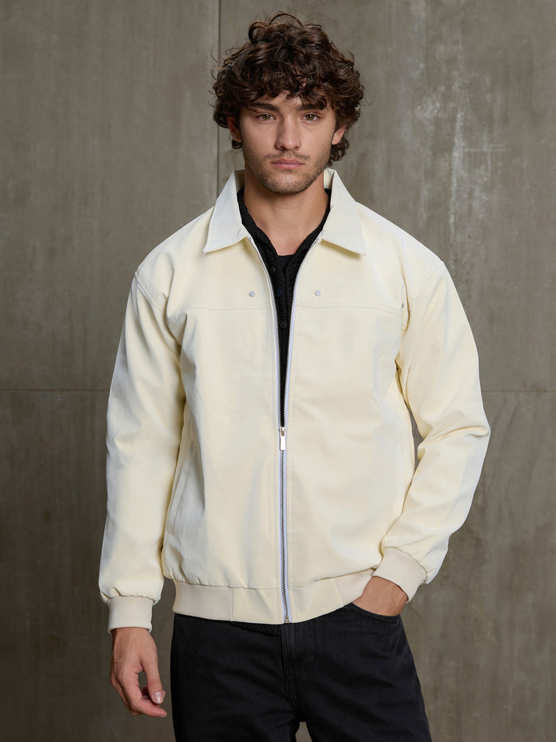 Cahoot Men's Off-White Faux Leather Bomber Jacket - view 2