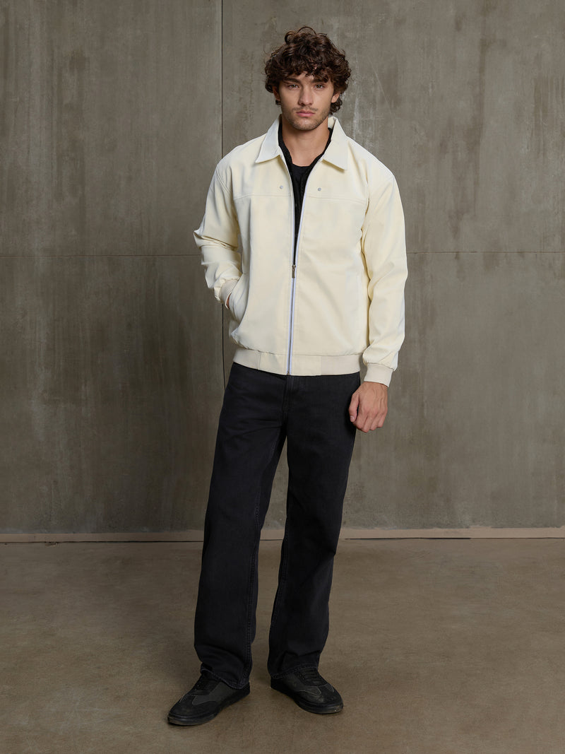 Cahoot Men's Off-White Faux Leather Bomber Jacket - view 5