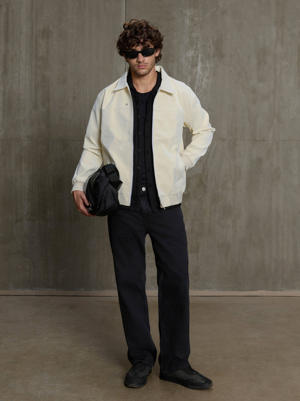 Cahoot Men's Off-White Faux Leather Bomber Jacket - view 6