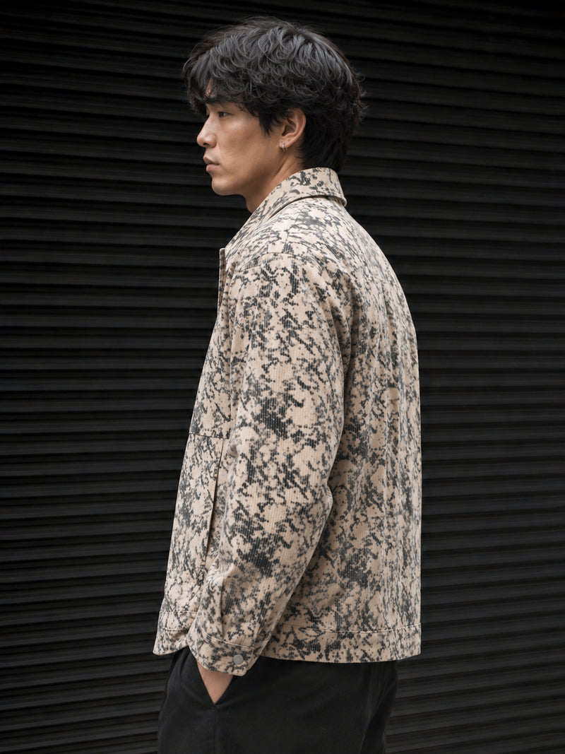 Cahoot Men's Beige Printed Corduroy Lined Structured Jacket - view 2