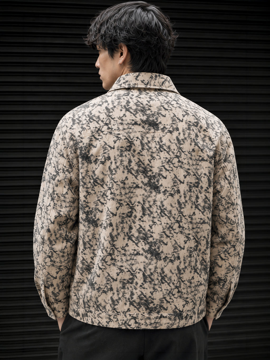 Cahoot Men's Beige Printed Corduroy Lined Structured Jacket - view 3