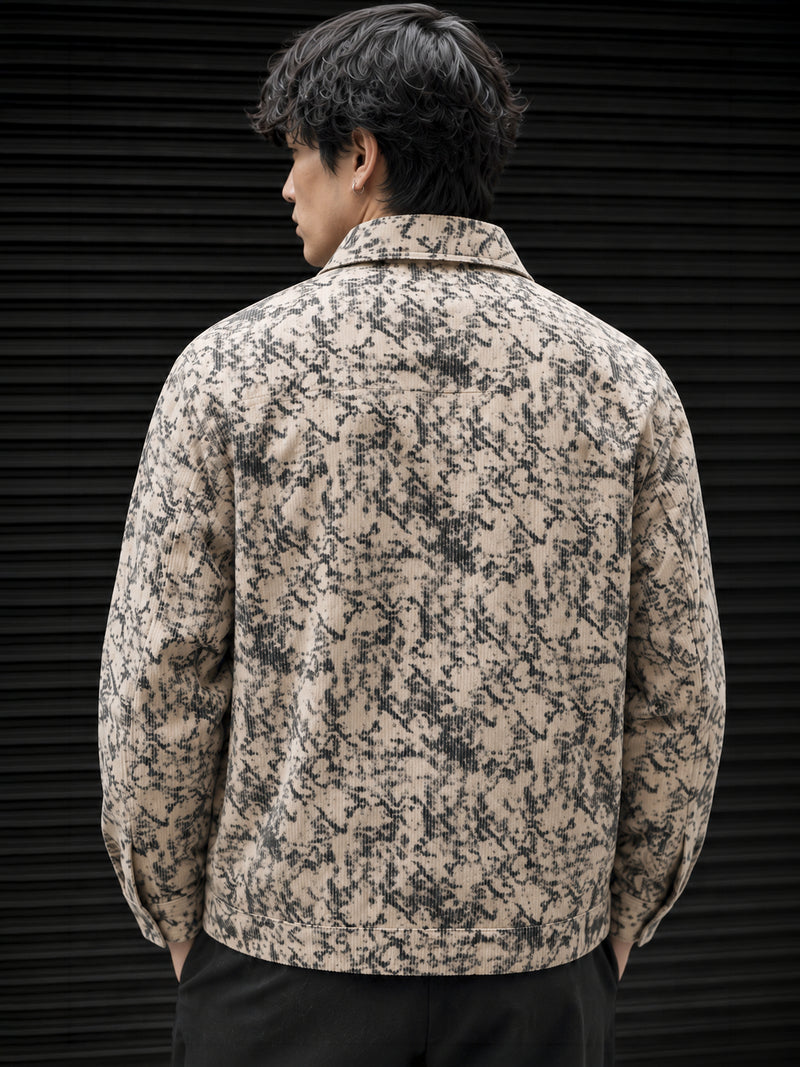 Cahoot Men's Beige Printed Corduroy Lined Structured Jacket - view 3
