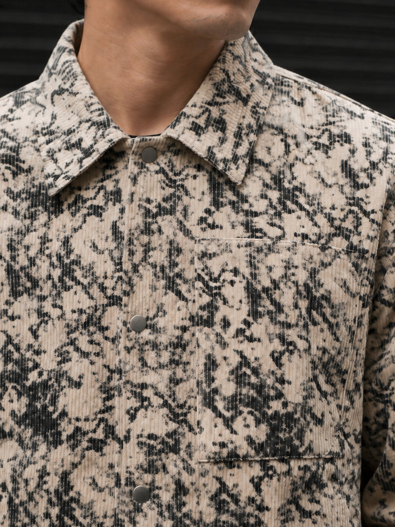 Cahoot Men's Beige Printed Corduroy Lined Structured Jacket - view 5