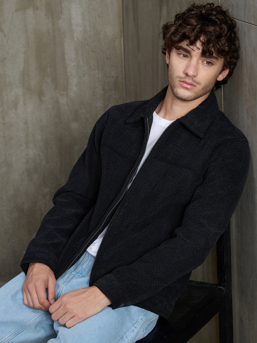 Cahoot Men's Black Bonded Corduroy Harrington Jacket - view 1
