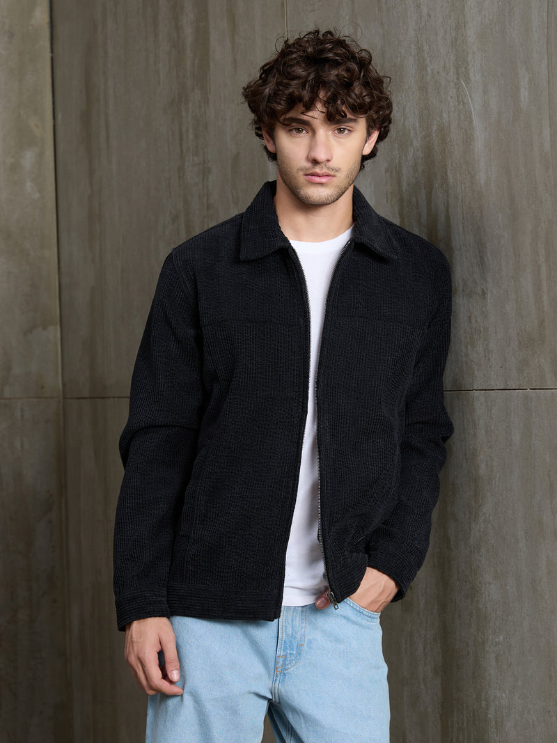 Cahoot Men's Black Bonded Corduroy Harrington Jacket - view 2