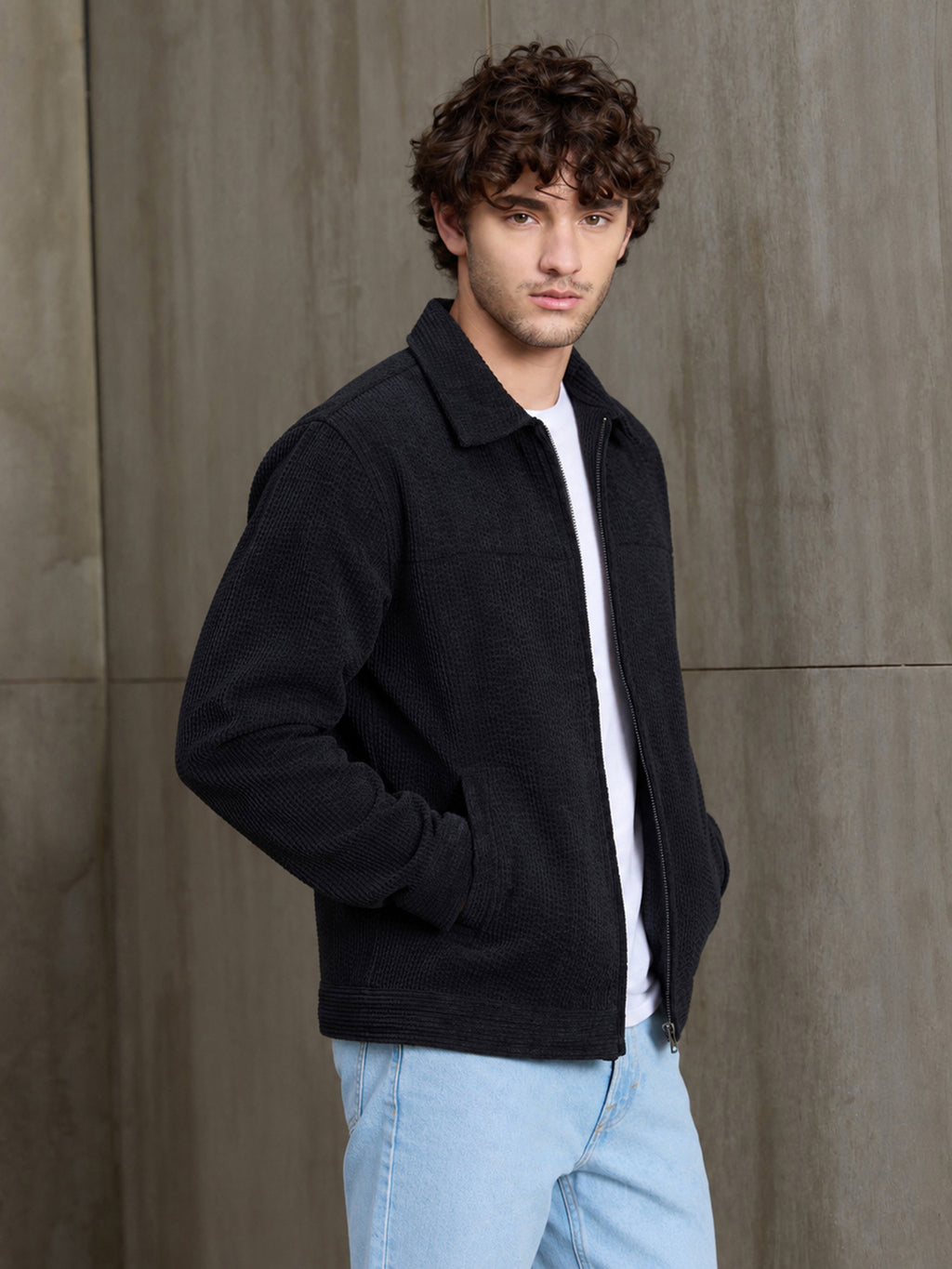 Cahoot Men's Black Bonded Corduroy Harrington Jacket - view 3