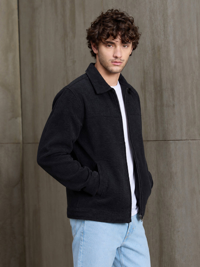 Cahoot Men's Black Bonded Corduroy Harrington Jacket - view 3