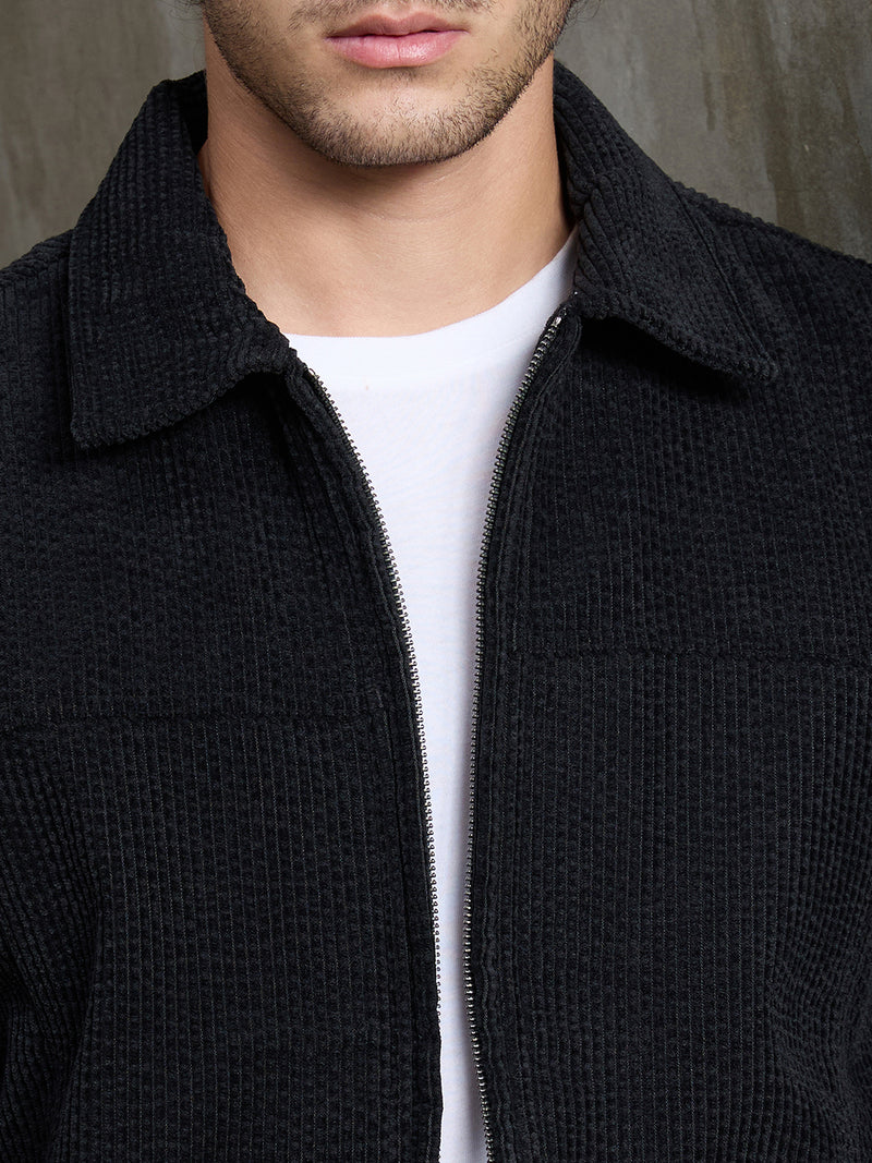 Cahoot Men's Black Bonded Corduroy Harrington Jacket - view 7
