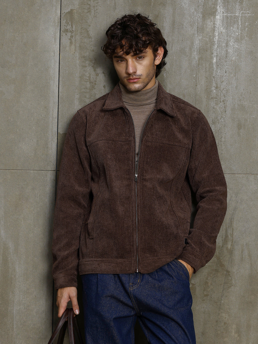 Cahoot Men's Brown Bonded Corduroy Harrington Jacket - view 1