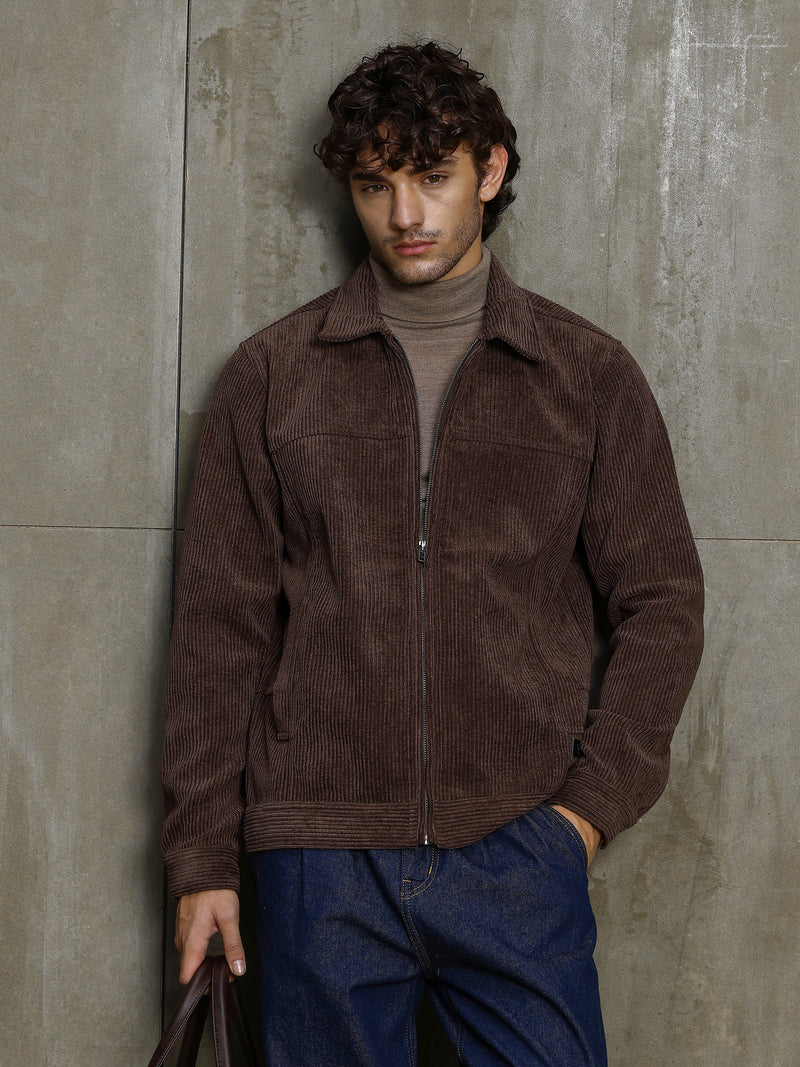 Cahoot Men's Brown Bonded Corduroy Harrington Jacket - view 1