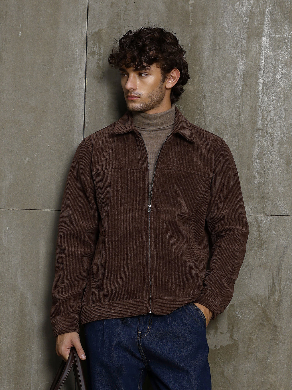 Cahoot Men's Brown Bonded Corduroy Harrington Jacket - view 2