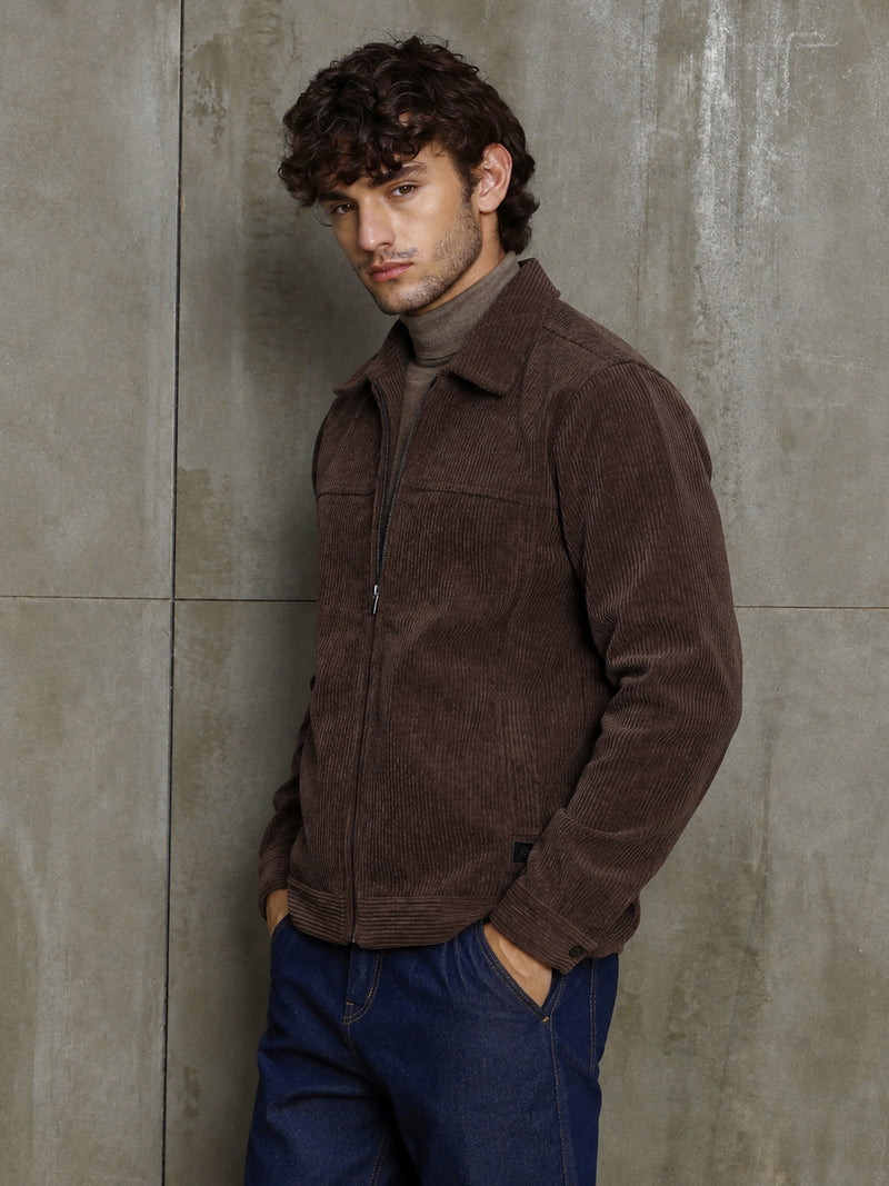 Cahoot Men's Brown Bonded Corduroy Harrington Jacket - view 3