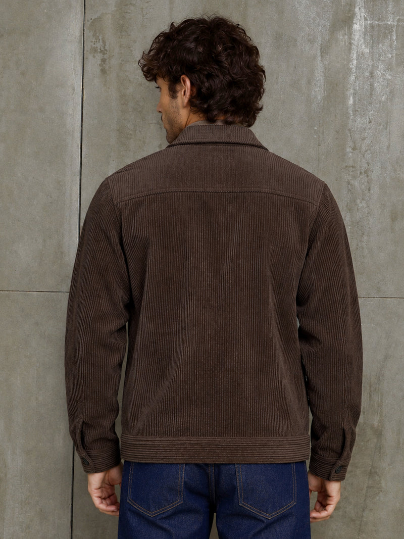 Cahoot Men's Brown Bonded Corduroy Harrington Jacket - view 4