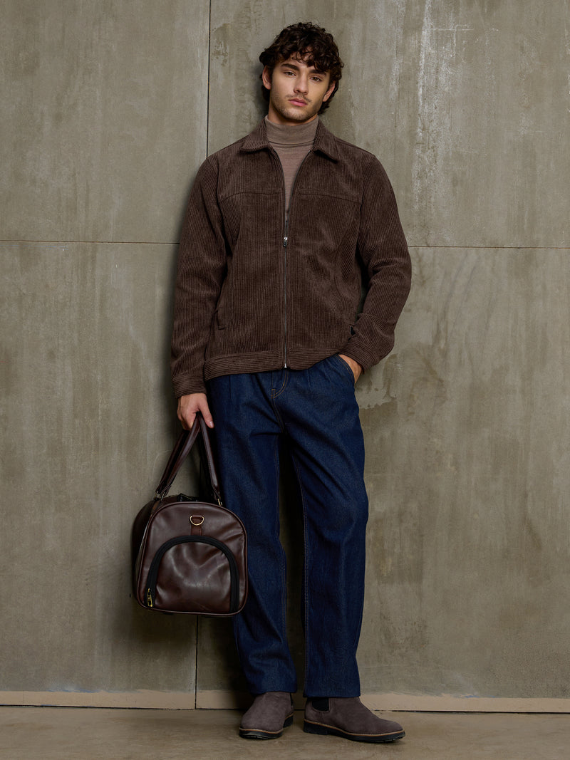 Cahoot Men's Brown Bonded Corduroy Harrington Jacket - view 5
