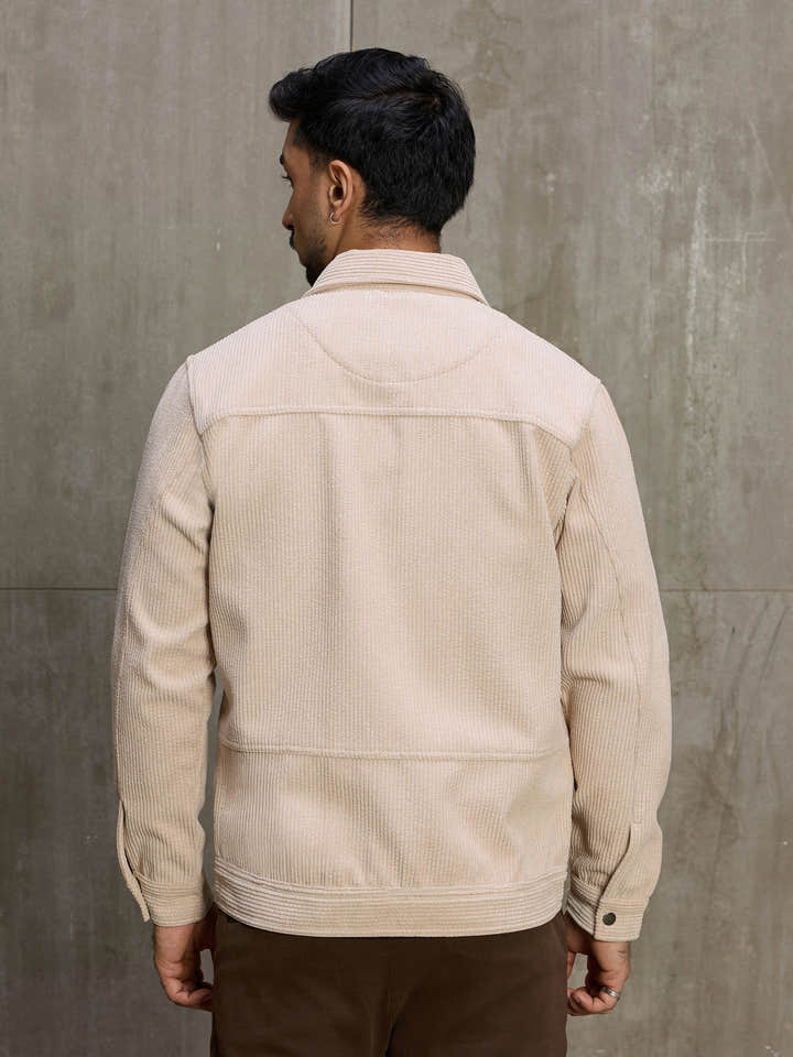Cahoot Men's Cream Bonded Corduroy Harrington Jacket - view 4
