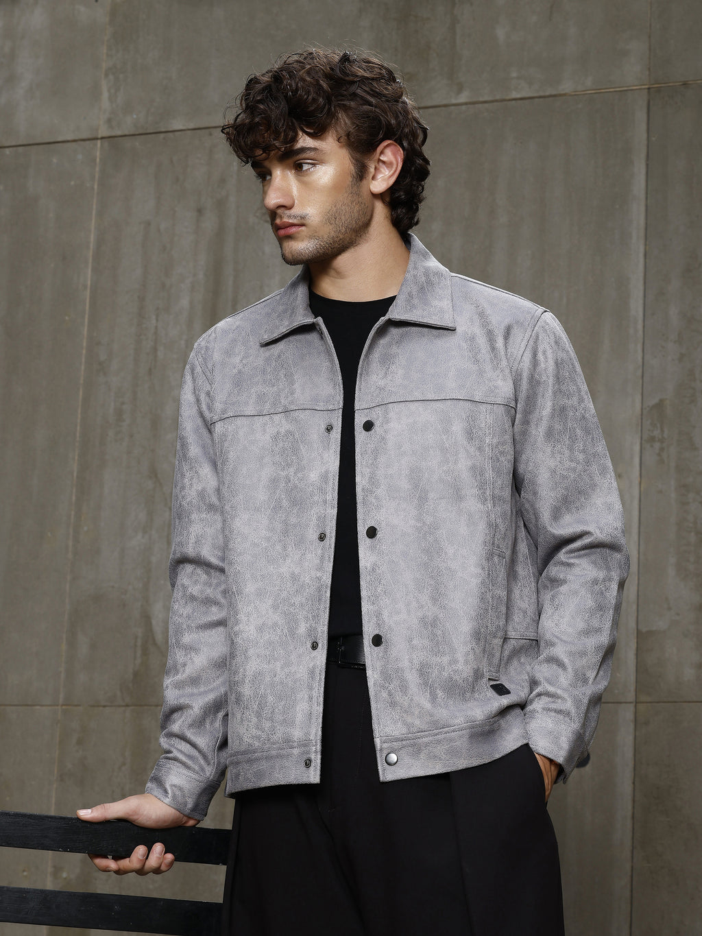 Cahoot Men's Grey Marbled Suede Coach Jacket With Lining - view 1