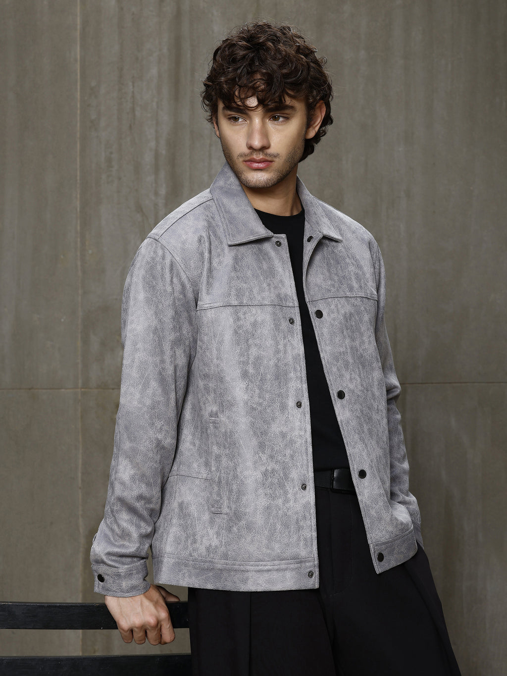 Cahoot Men's Grey Marbled Suede Coach Jacket With Lining - view 2