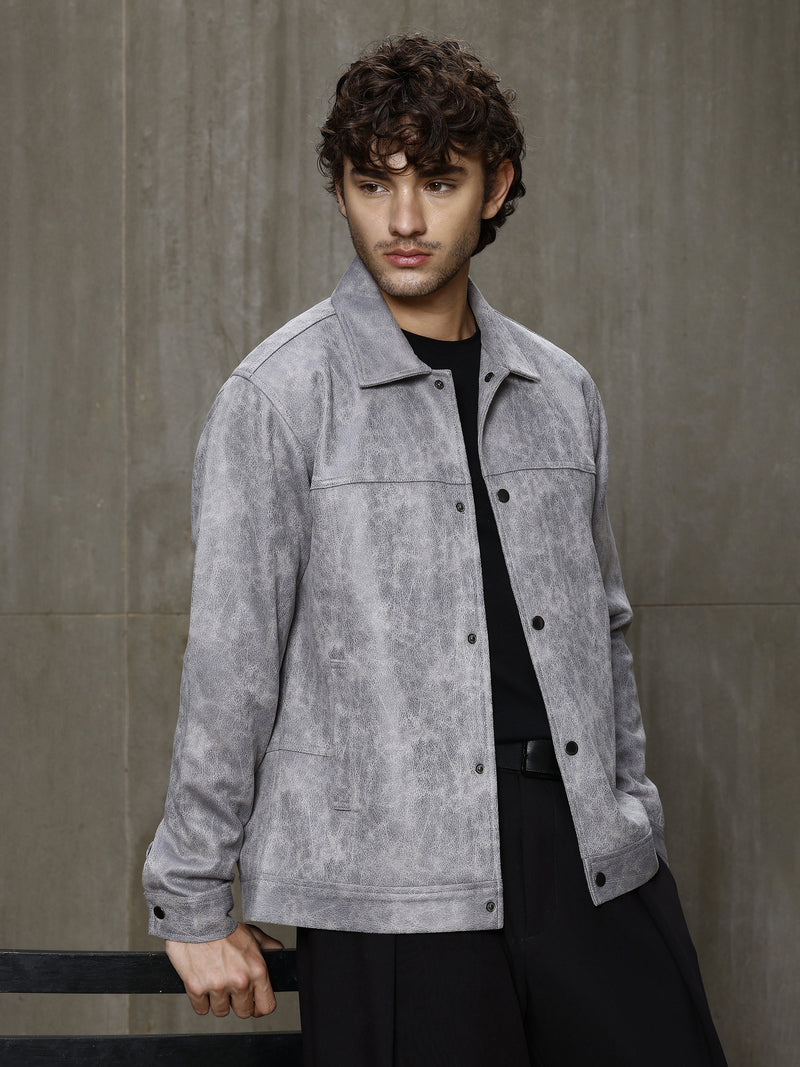Cahoot Men's Grey Marbled Suede Coach Jacket With Lining - view 2