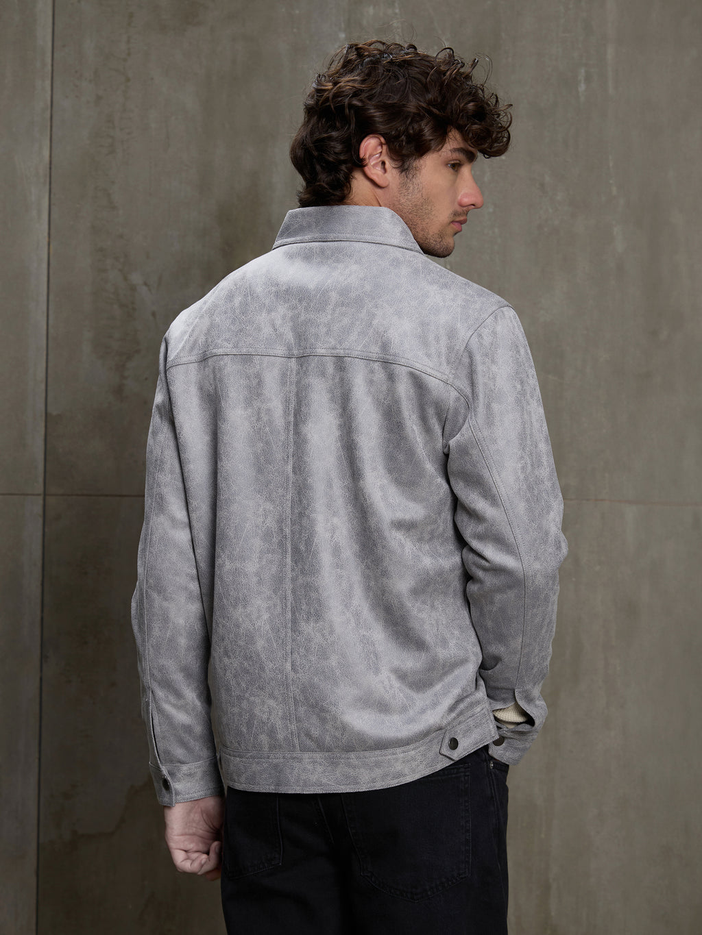 Cahoot Men's Grey Marbled Suede Coach Jacket With Lining - view 4